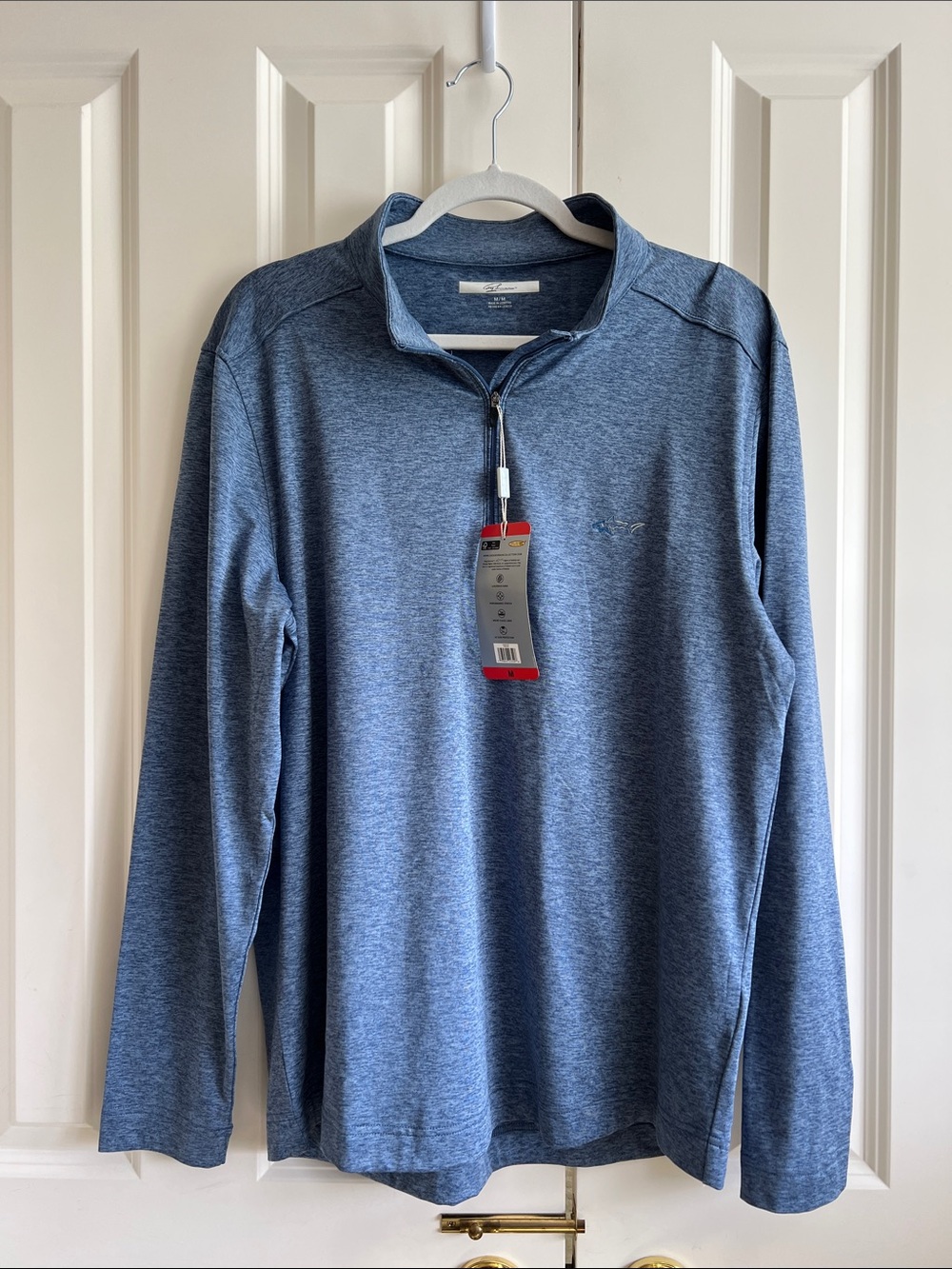 Greg Norman Men's Heather Blue Quarter-Zip Pullover M NWT